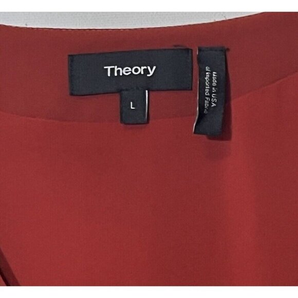 New Theory Ulyssa Admiral Brick Red V-Neck Bell Sleeve Dress - Made in USA - Picture 9 of 10